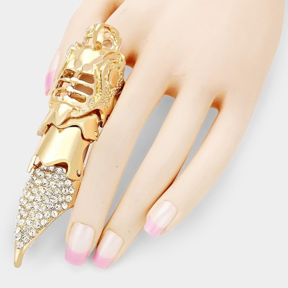 Simplybeautyful Crystal Accented Medieval Stretch Ring / Pendant